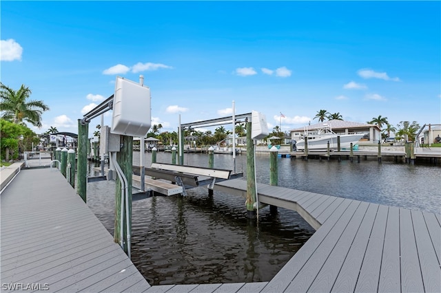 view of dock featuring a water view