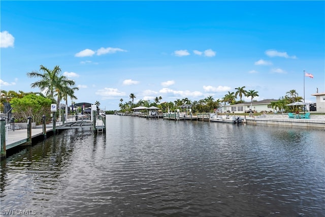 dock area featuring a water view