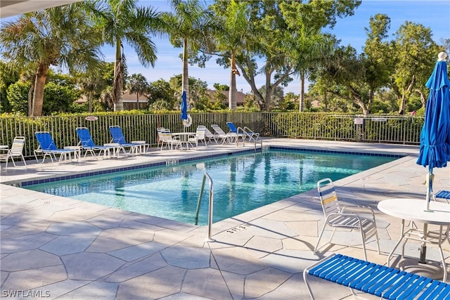 view of swimming pool with a patio