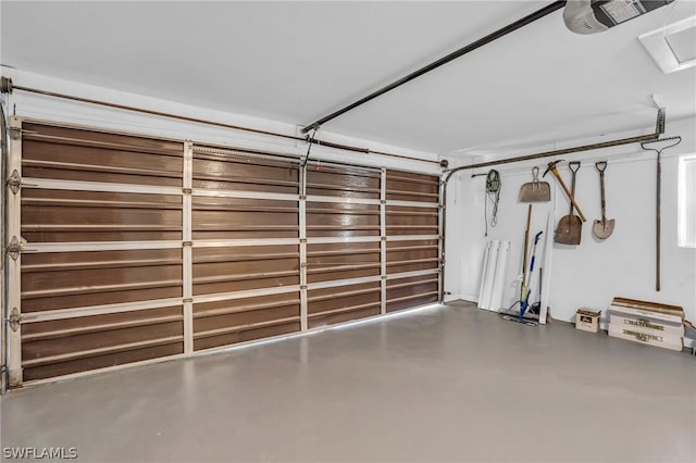 garage with a garage door opener