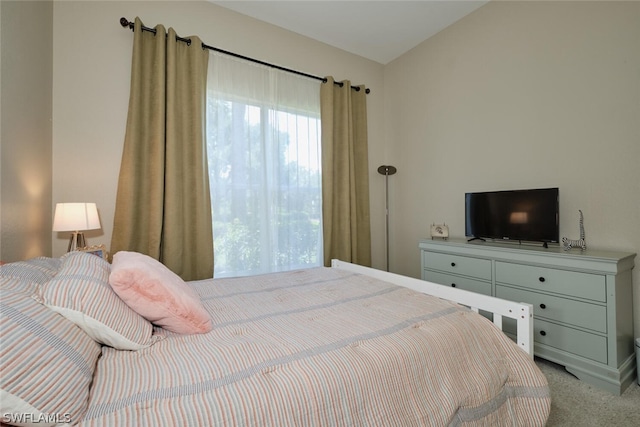 bedroom featuring light colored carpet