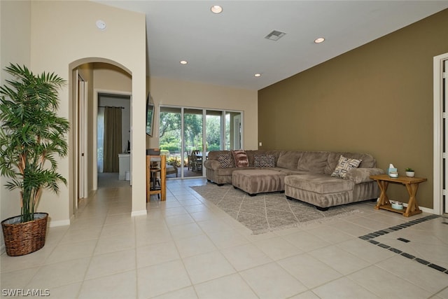 view of tiled living room