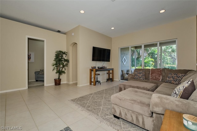 view of tiled living room