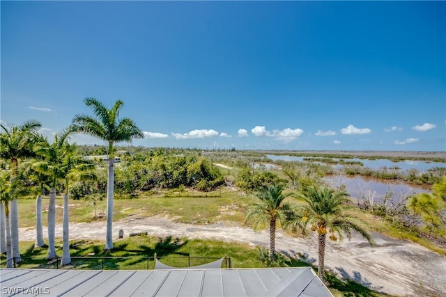 exterior space featuring a water view