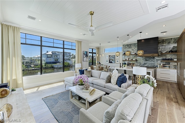 living room featuring light hardwood / wood-style floors