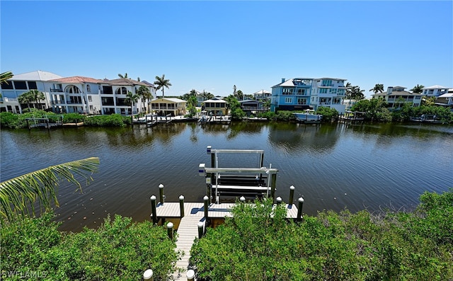 dock area featuring a water view