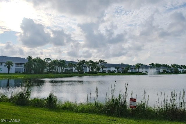 view of water feature with a residential view