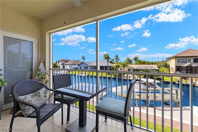 balcony with a water view