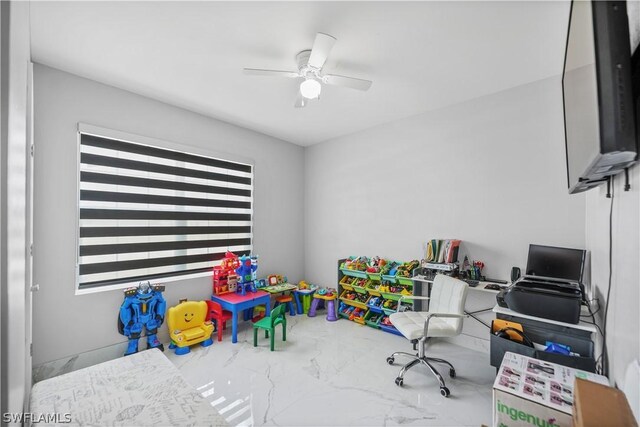 home office with ceiling fan