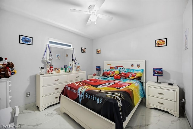 bedroom featuring ceiling fan