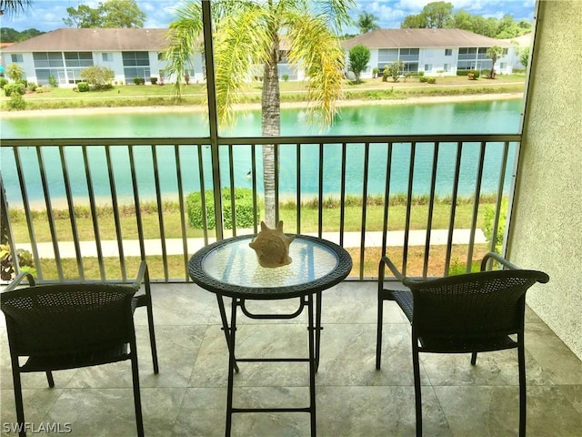 balcony with a water view