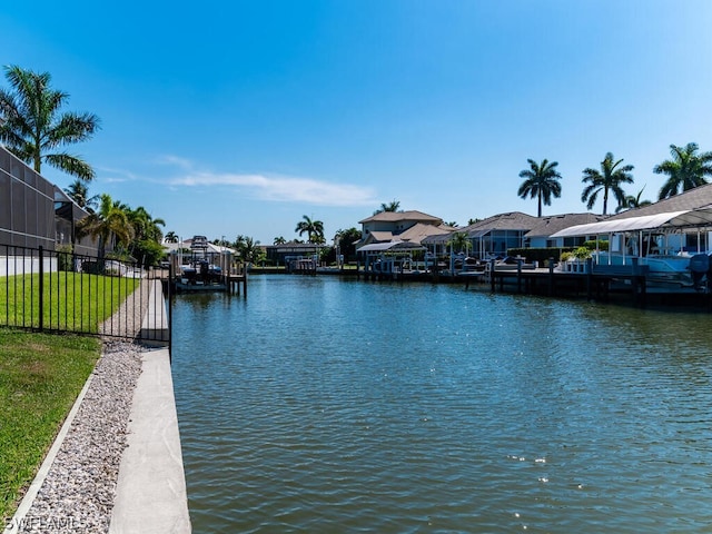 water view with a boat dock