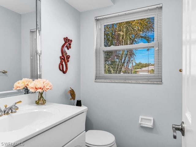 bathroom with toilet and vanity