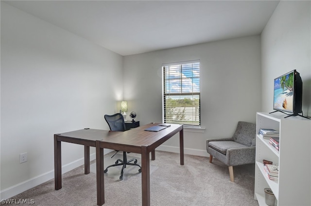 view of carpeted home office