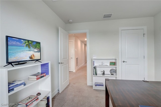 view of carpeted office space