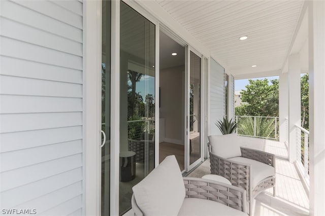 balcony featuring a porch