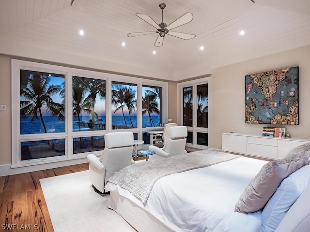 1270 Gulf Shore Blvd S, Naples, FL 34102 - bedroom featuring lofted ceiling, wood ceiling, wood finished floors, and recessed lighting