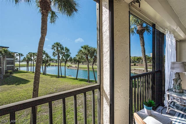 balcony with a water view