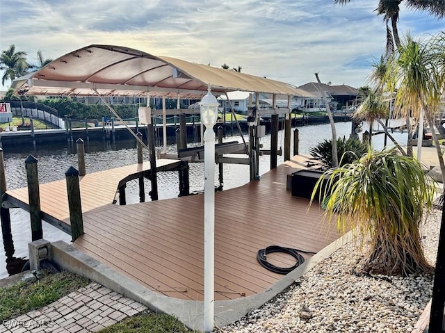 view of dock featuring a water view