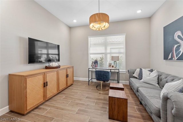 living room featuring light hardwood / wood-style flooring