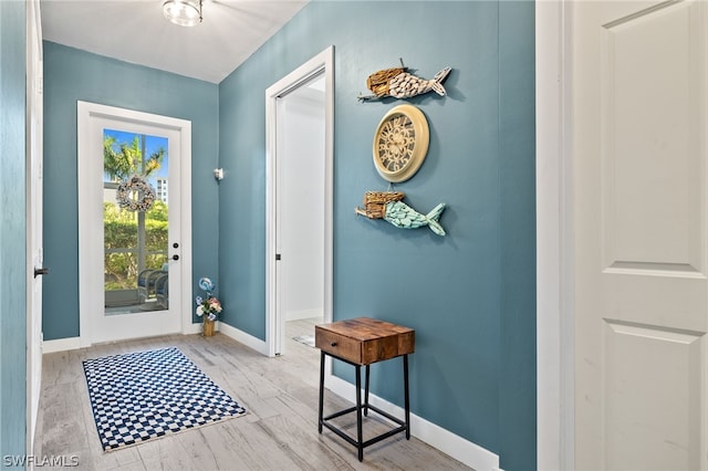 doorway featuring light hardwood / wood-style flooring