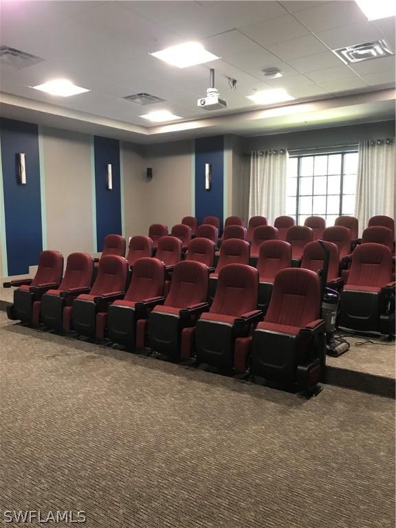 view of carpeted cinema room