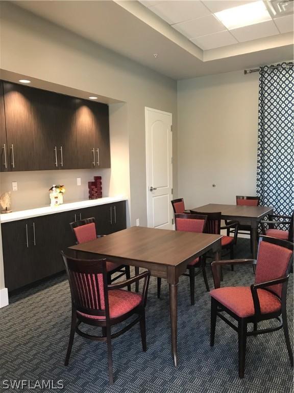 dining area with carpet