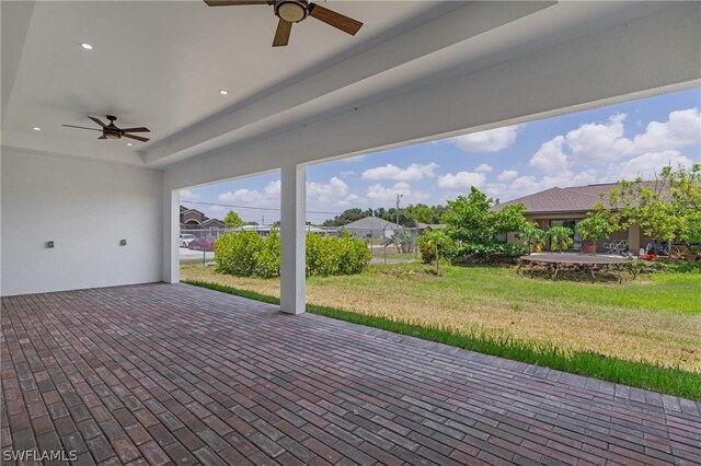 view of patio with ceiling fan