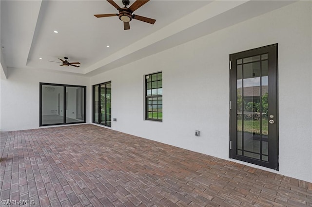 view of patio / terrace with ceiling fan