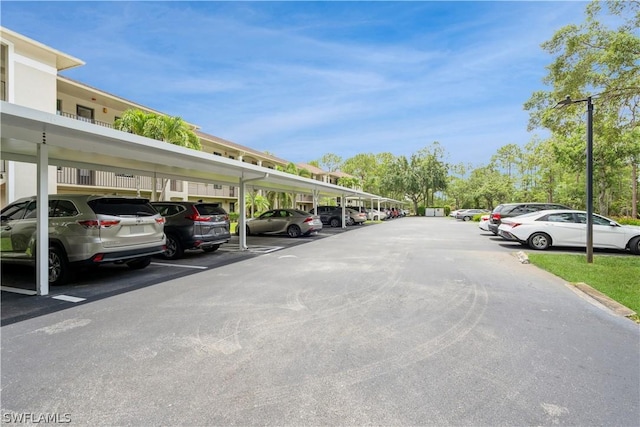 view of covered parking lot