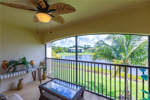 balcony with a water view