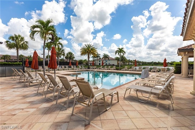 view of pool with a patio area