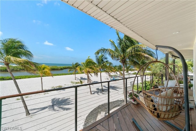 balcony with a water view