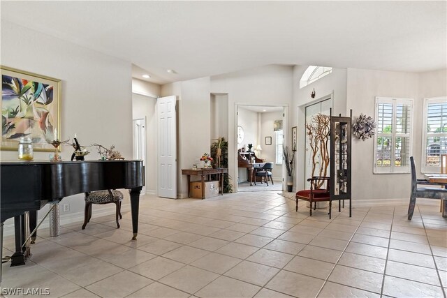 foyer with light tile floors