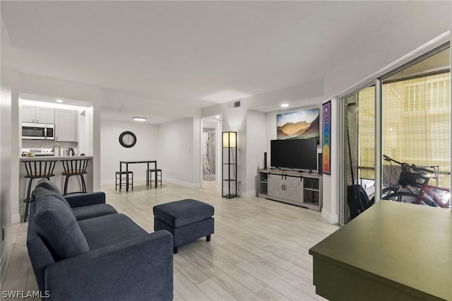 living room featuring light hardwood / wood-style flooring