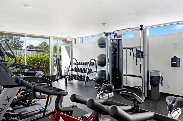 201 Santa Clara Dr Unit 13, Naples, FL 34104 - workout area featuring floor to ceiling windows