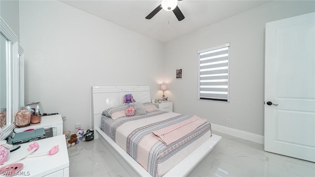 bedroom featuring ceiling fan