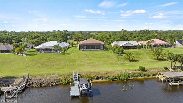 bird's eye view featuring a water view