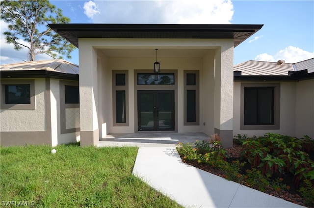 property entrance with french doors