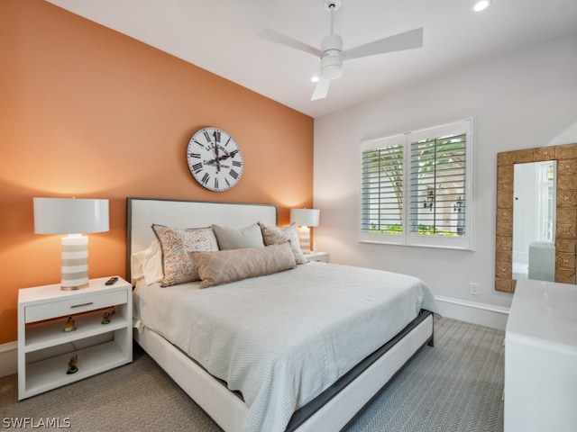 bedroom featuring ceiling fan