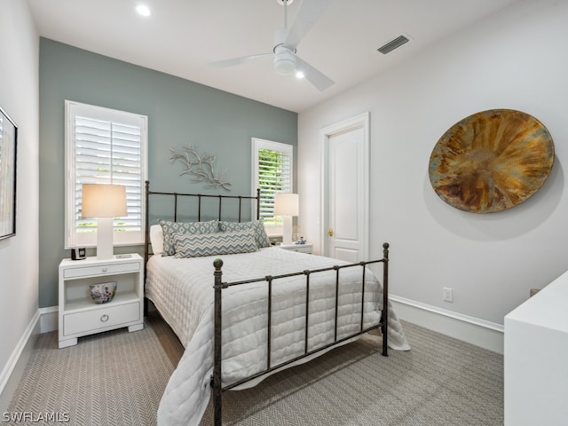 bedroom featuring ceiling fan