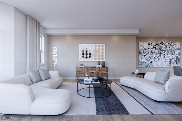 living room with hardwood / wood-style floors