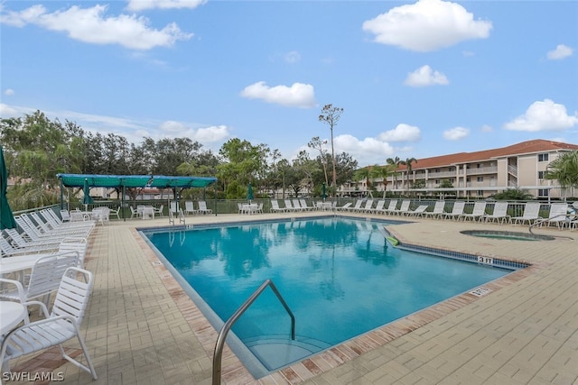 view of pool featuring a patio area