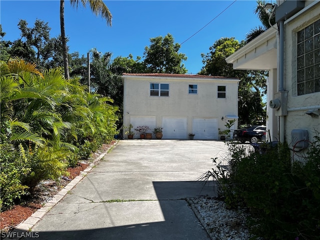 view of terrace featuring a garage