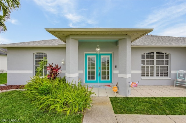 property entrance with french doors