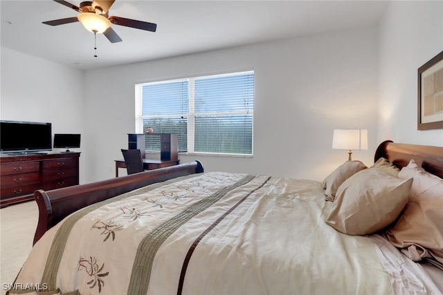 bedroom with carpet and ceiling fan