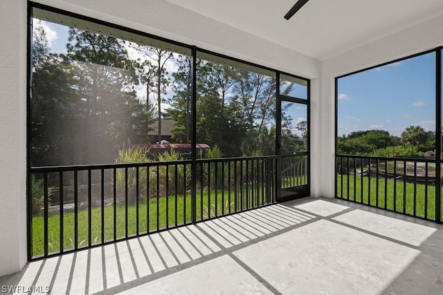 view of unfurnished sunroom