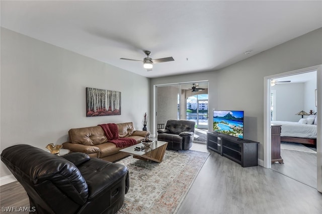 living room featuring wood-type flooring