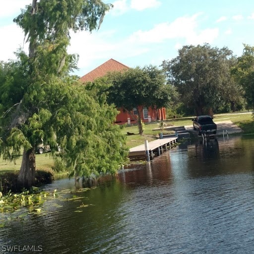 water view with a boat dock