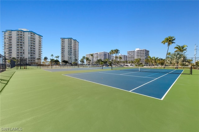 view of tennis court with basketball court